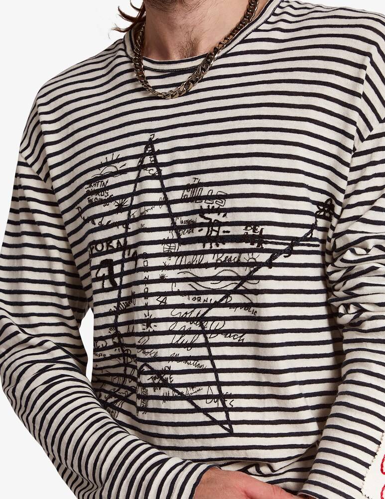 Golden Goose Maglietta A Manica Lunga In Lino A Righe