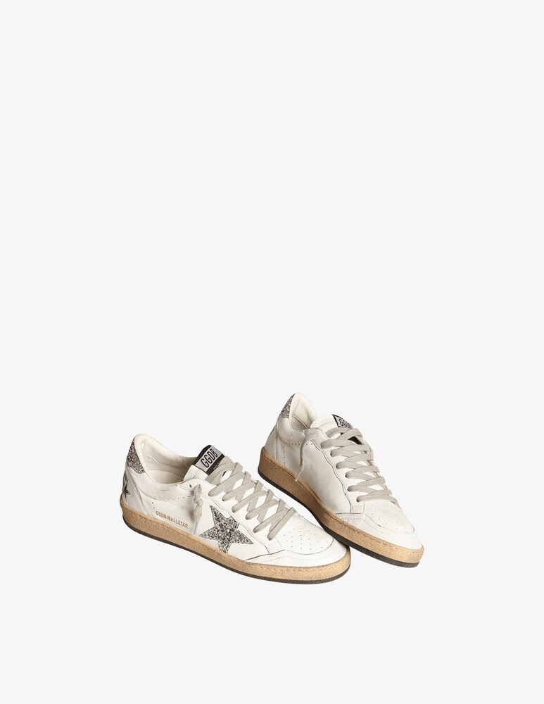 Golden Goose Sneaker Ballstar Nappa Star Spur Glitter - Bianco