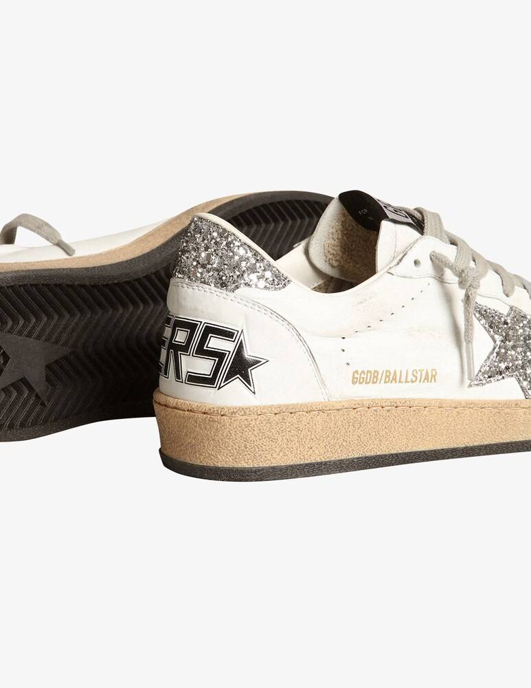 Golden Goose Sneaker Ballstar Nappa Star Spur Glitter - Bianco