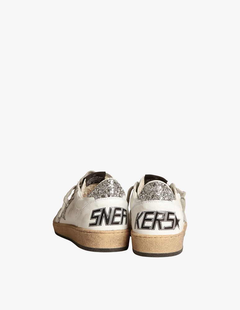 Golden Goose Sneaker Ballstar Nappa Star Spur Glitter - Bianco