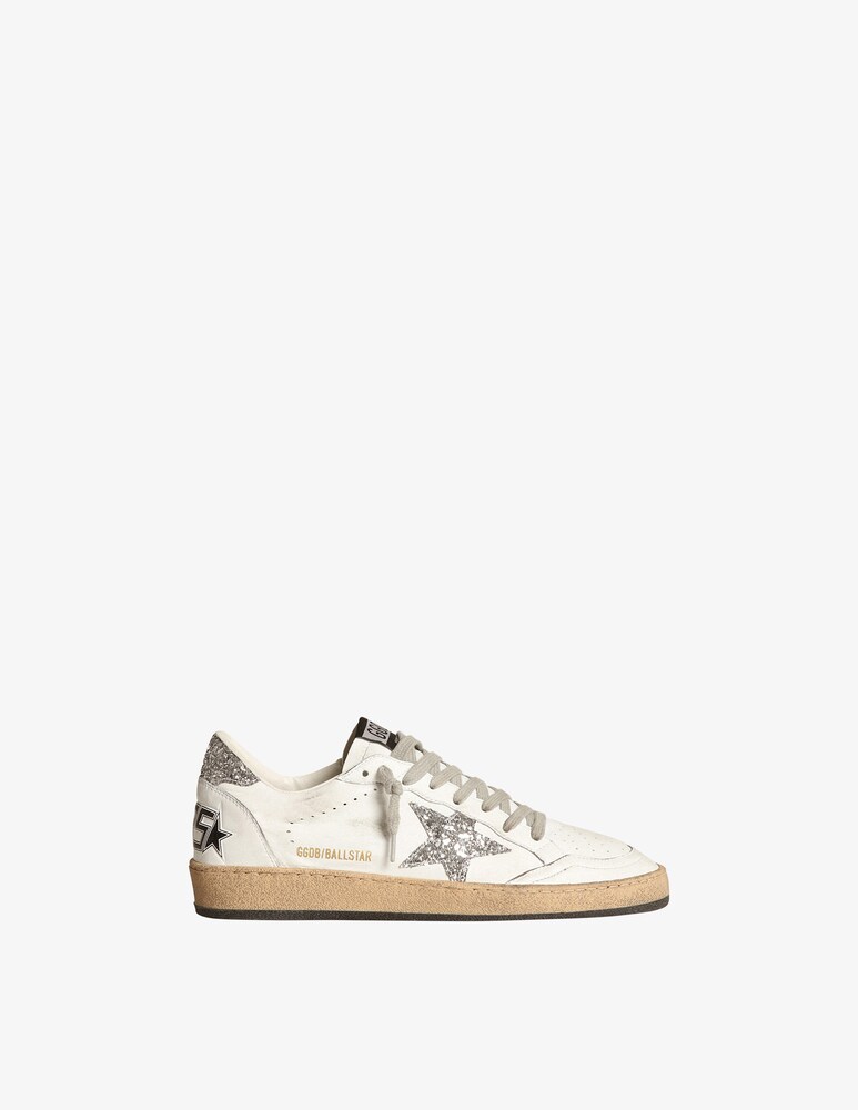 Golden Goose Sneaker Ballstar Nappa Star Spur Glitter - Bianco