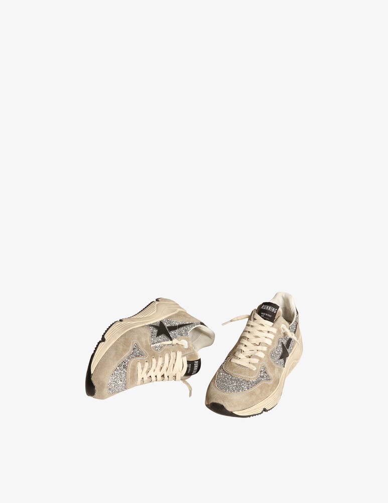 Golden Goose Sneaker Running Star Sole Glitter Suede - Argento