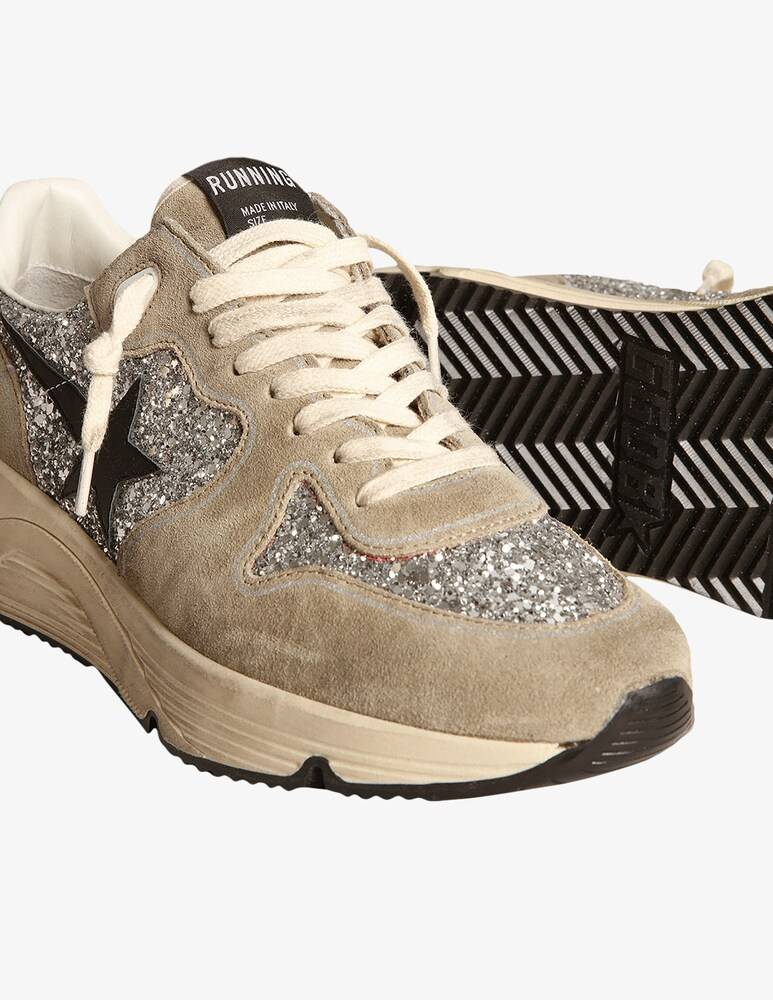 Golden Goose Sneaker Running Star Sole Glitter Suede - Argento