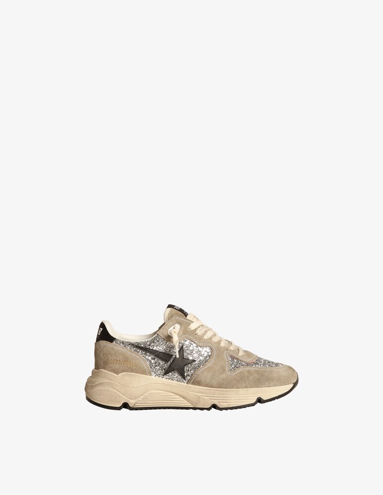 Golden Goose Sneaker running star sole glitter suede - Argento