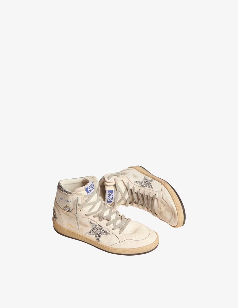 Golden Goose Sneaker Sky Star Nappa Serigraph Glitter - Bianco