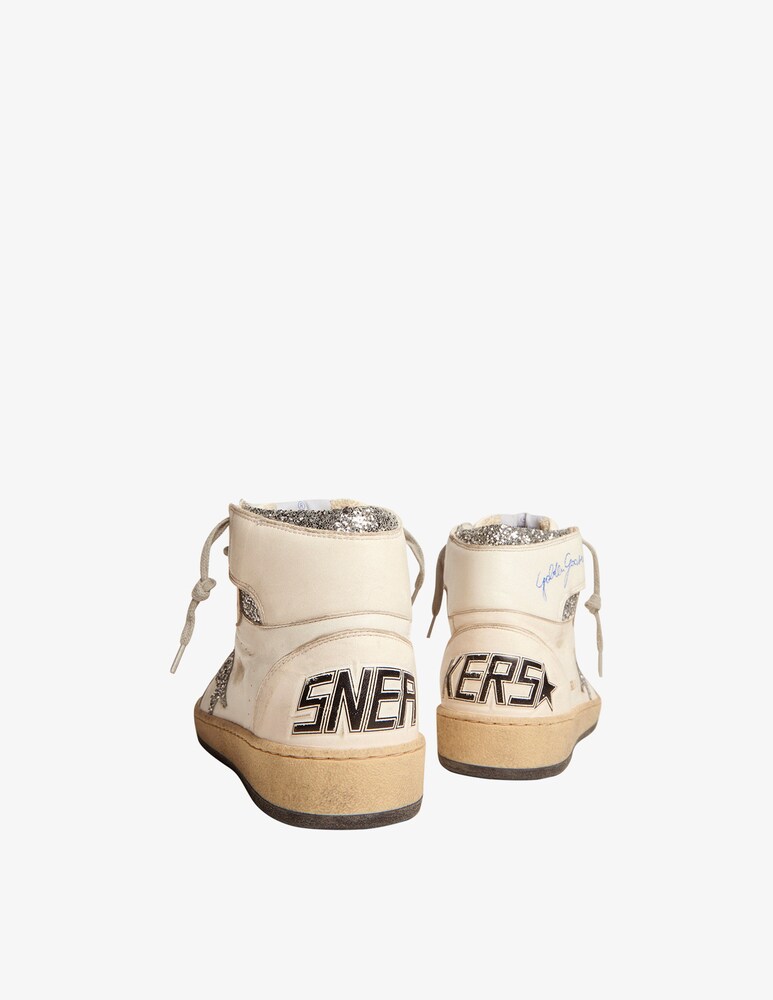 Golden Goose Sneaker Sky Star Nappa Serigraph Glitter - Bianco