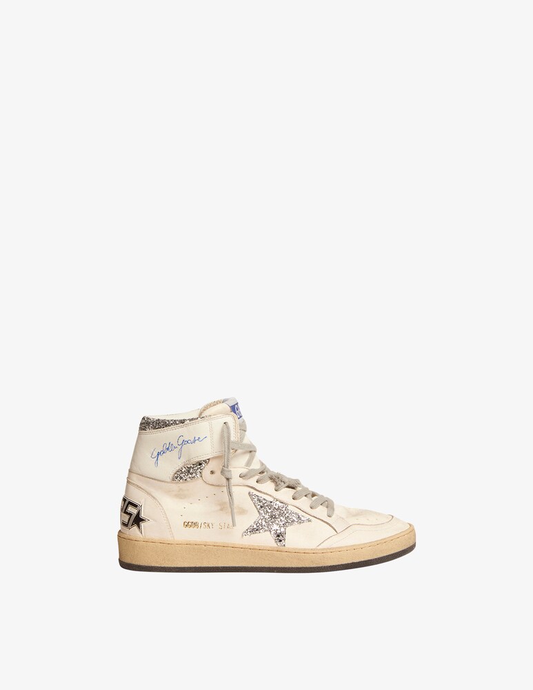Golden Goose Sneaker Sky Star Nappa Serigraph glitter - Bianco