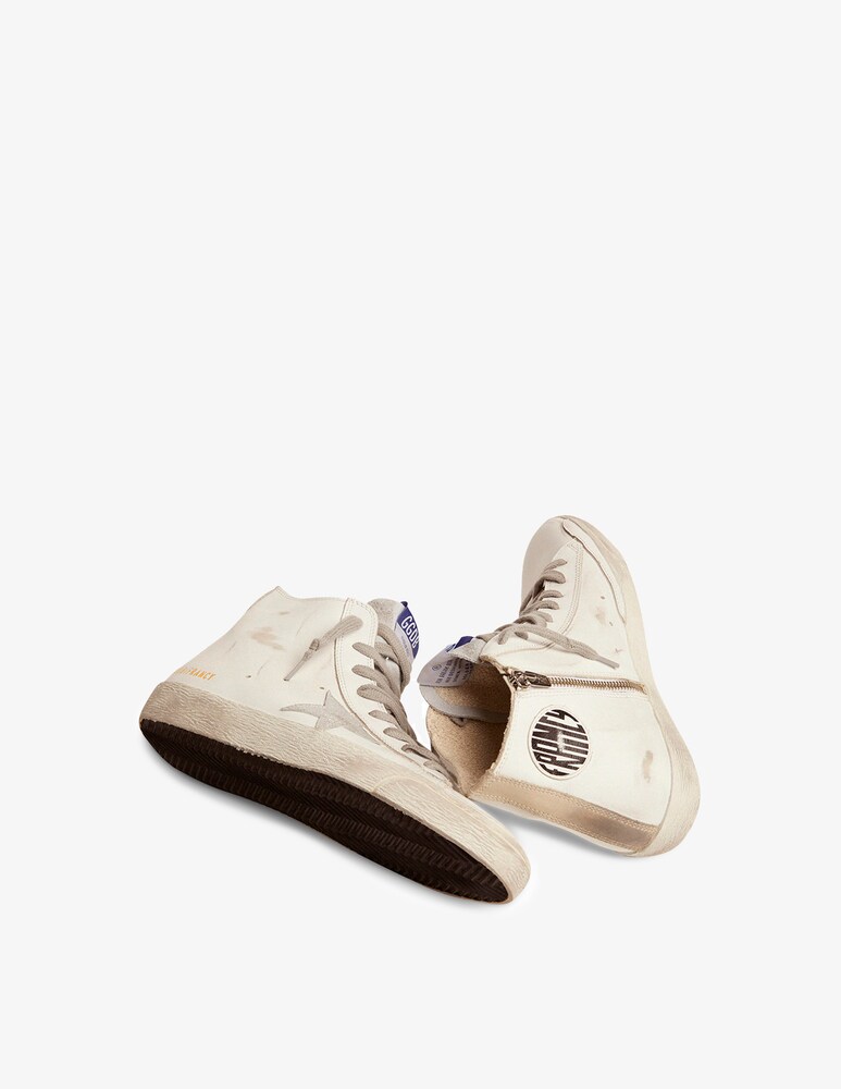 Golden Goose Sneakers Alte In Pelle Francy - Bianco