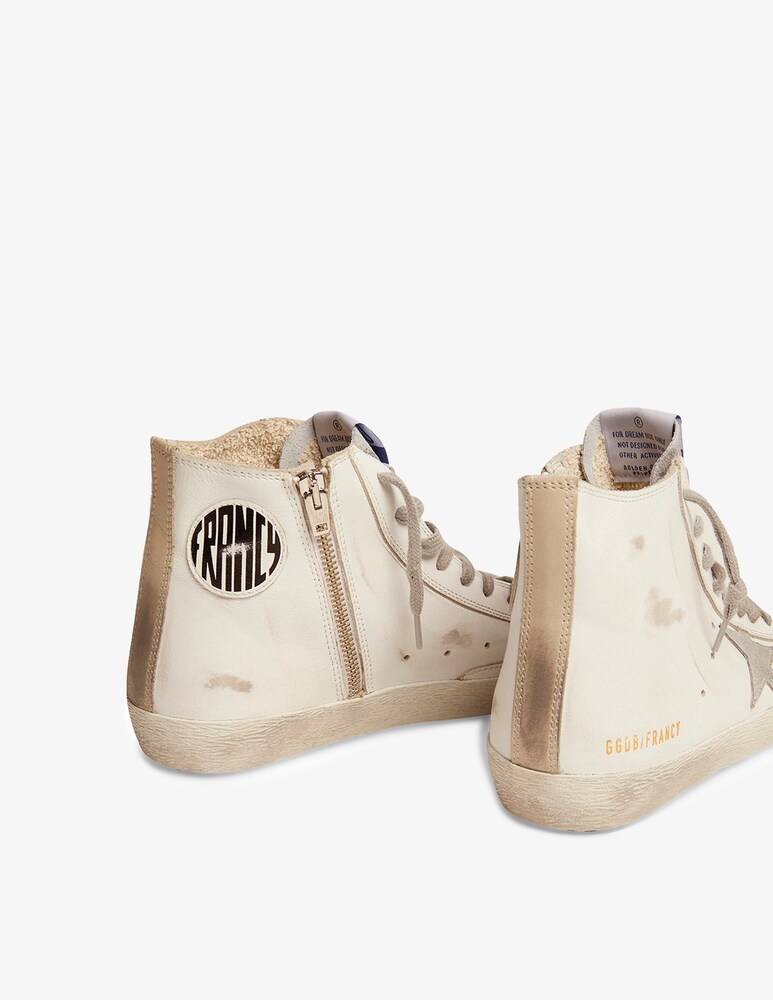 Golden Goose Sneakers Alte In Pelle Francy - Bianco