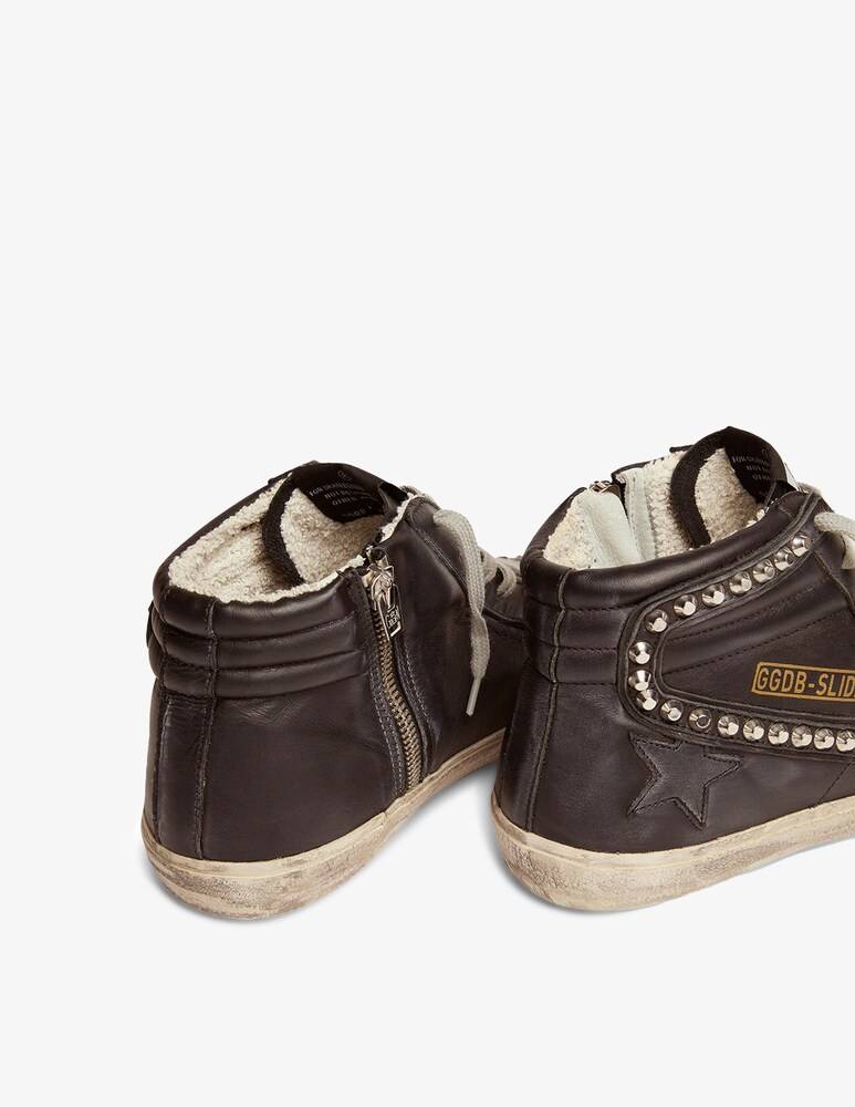 Golden Goose Sneakers Alte In Pelle Slide Classic - Marrone
