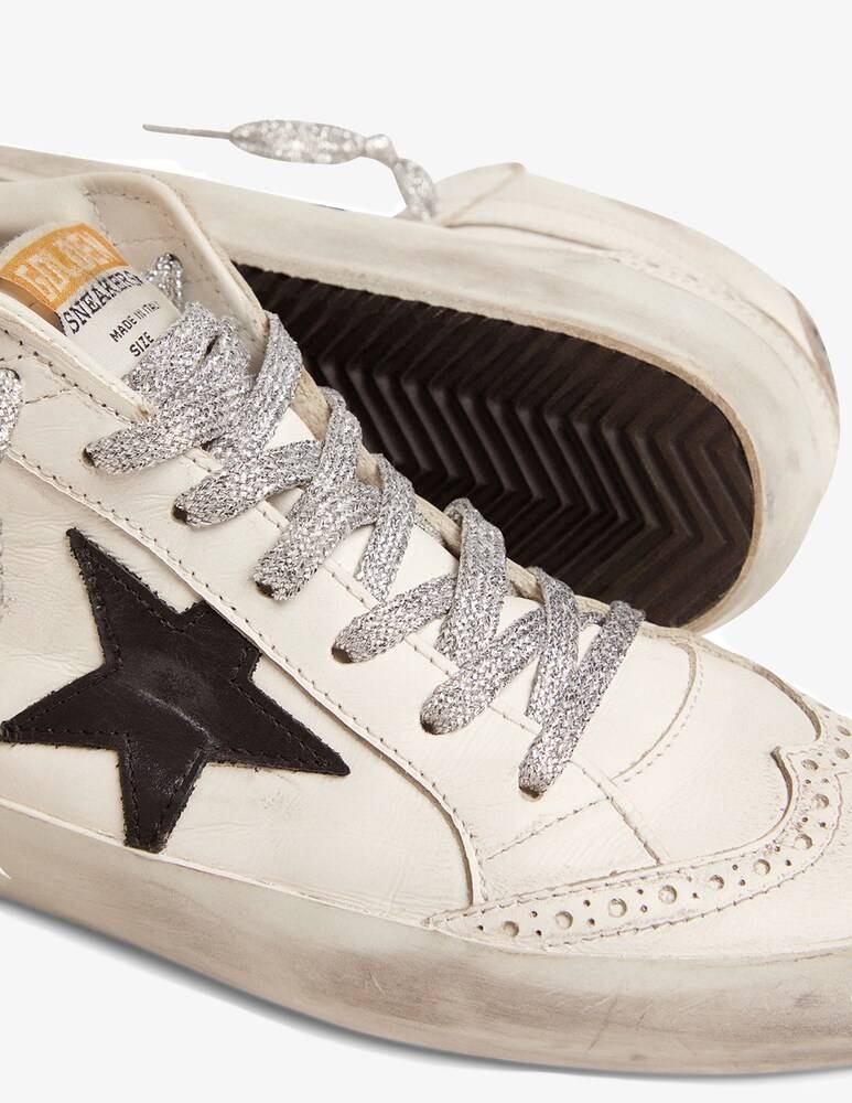 Golden Goose Sneakers In Pelle Mid Star - Bianco