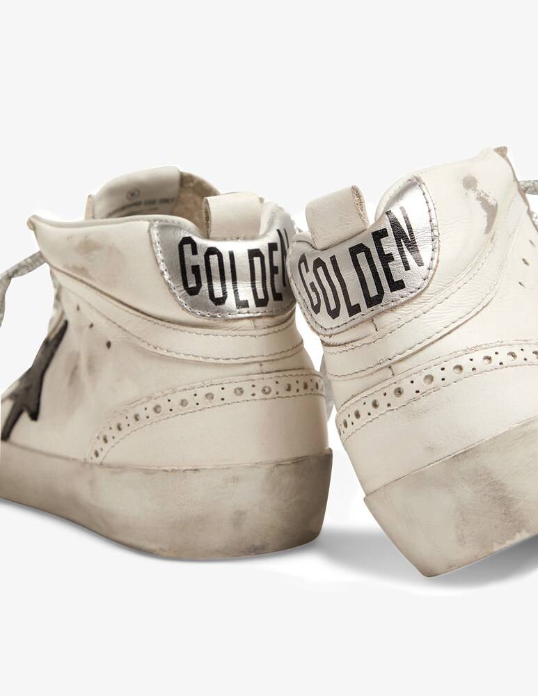 Golden Goose Sneakers In Pelle Mid Star - Bianco