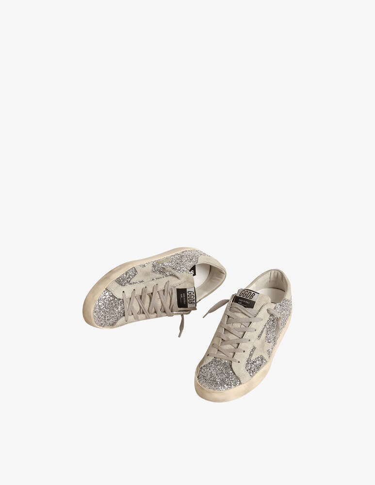 Golden Goose Sneakers In Pelle Scamosciata Con Tomaia Glitterata