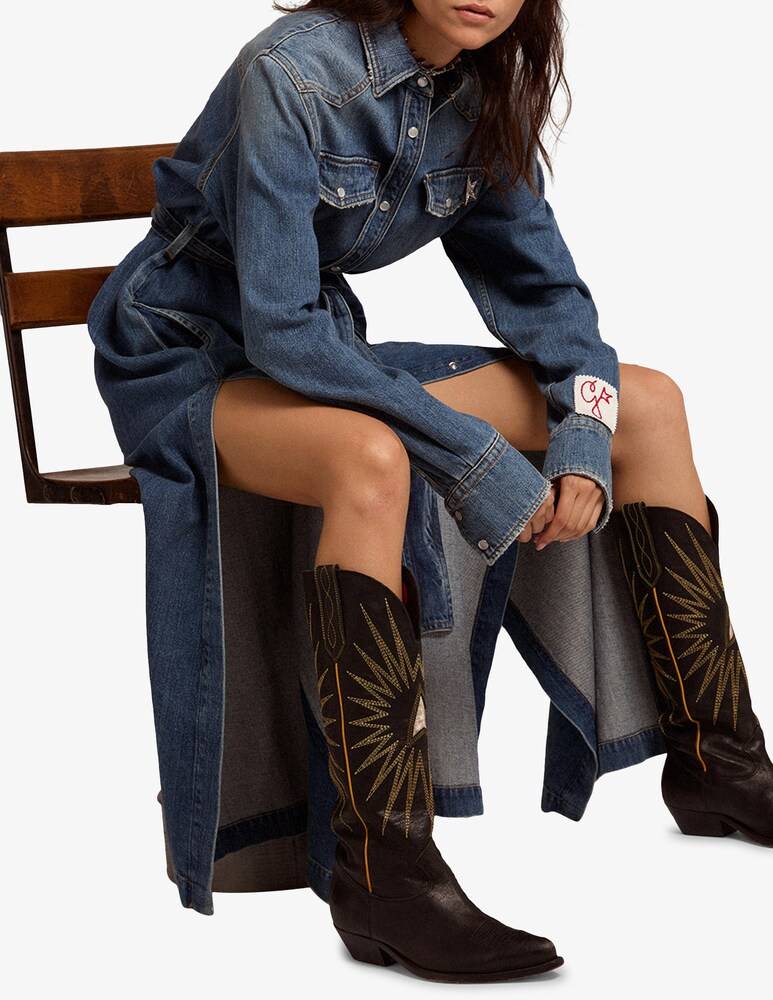 Golden Goose Vestito Lungo A Chemisier Stone Washed