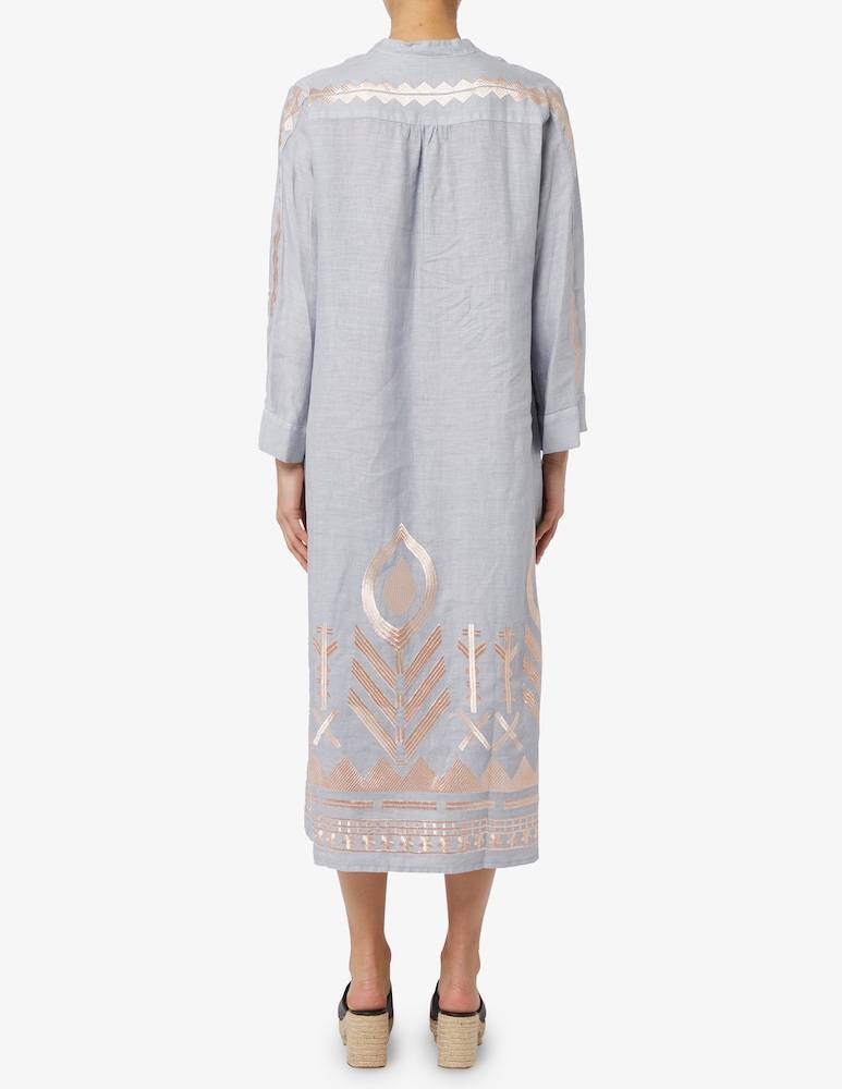 Greek Archaic Kori Kaftano Lungo Lino V Neck