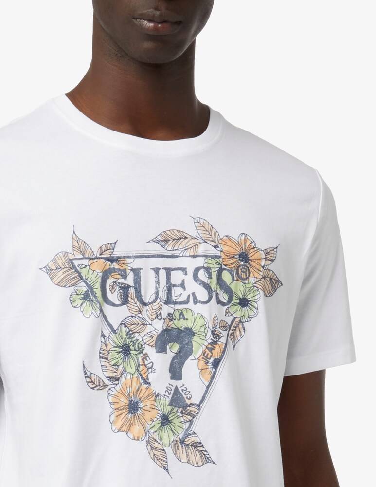 Guess Maglietta Slim Triangolo Big Floreale