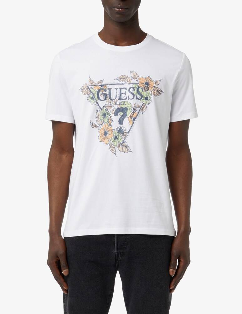 Guess Maglietta slim triangolo big floreale