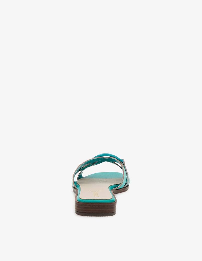 Guess Sandali Bassi In Pelle Con Logo