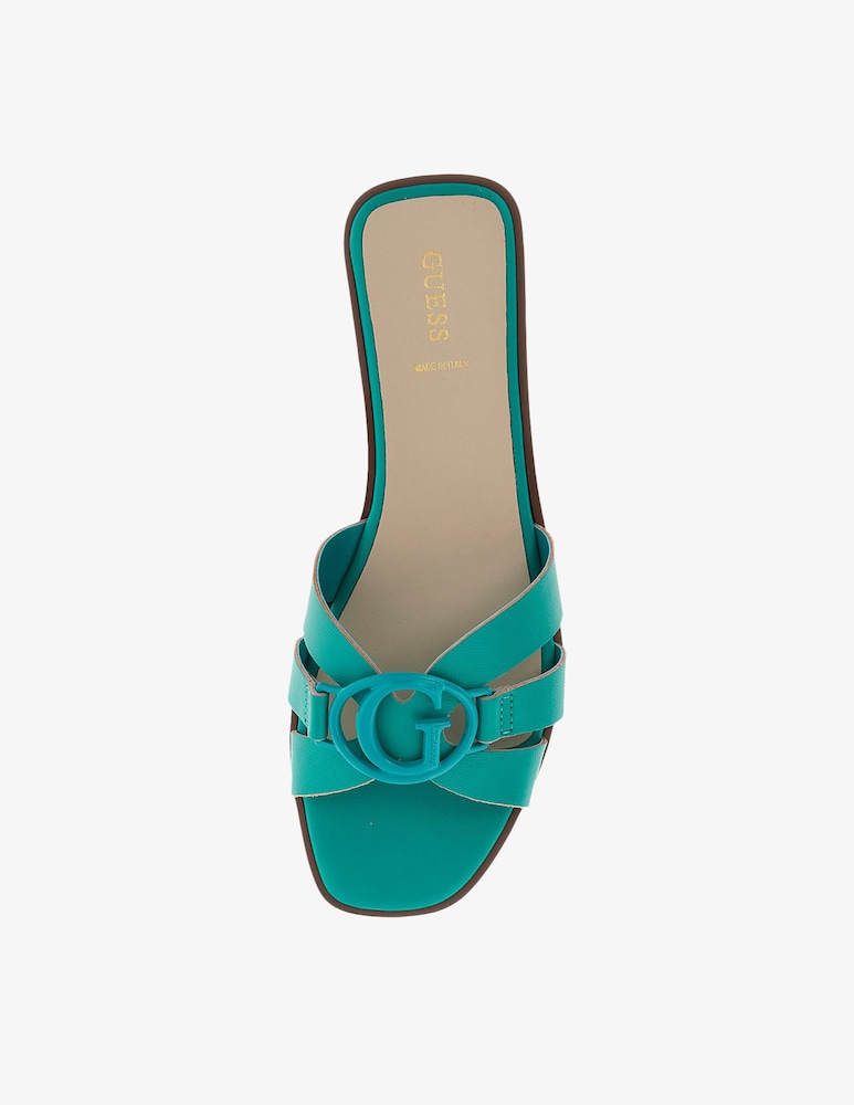 Guess Sandali Bassi In Pelle Con Logo