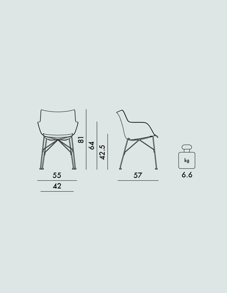 Kartell Q/Wood su ruote, sedia - Marrone