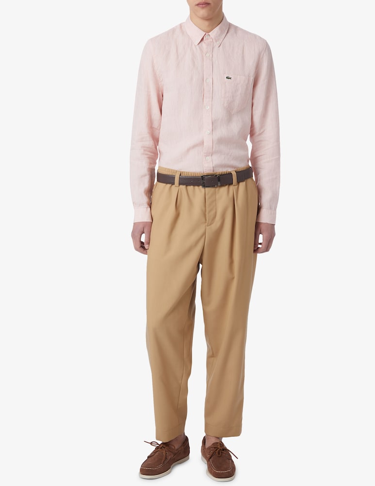 Lacoste Camicia In Lino Regular Fit