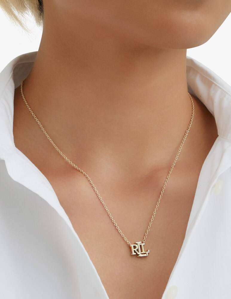 Lauren Ralph Lauren Collana Dorata Con Logo