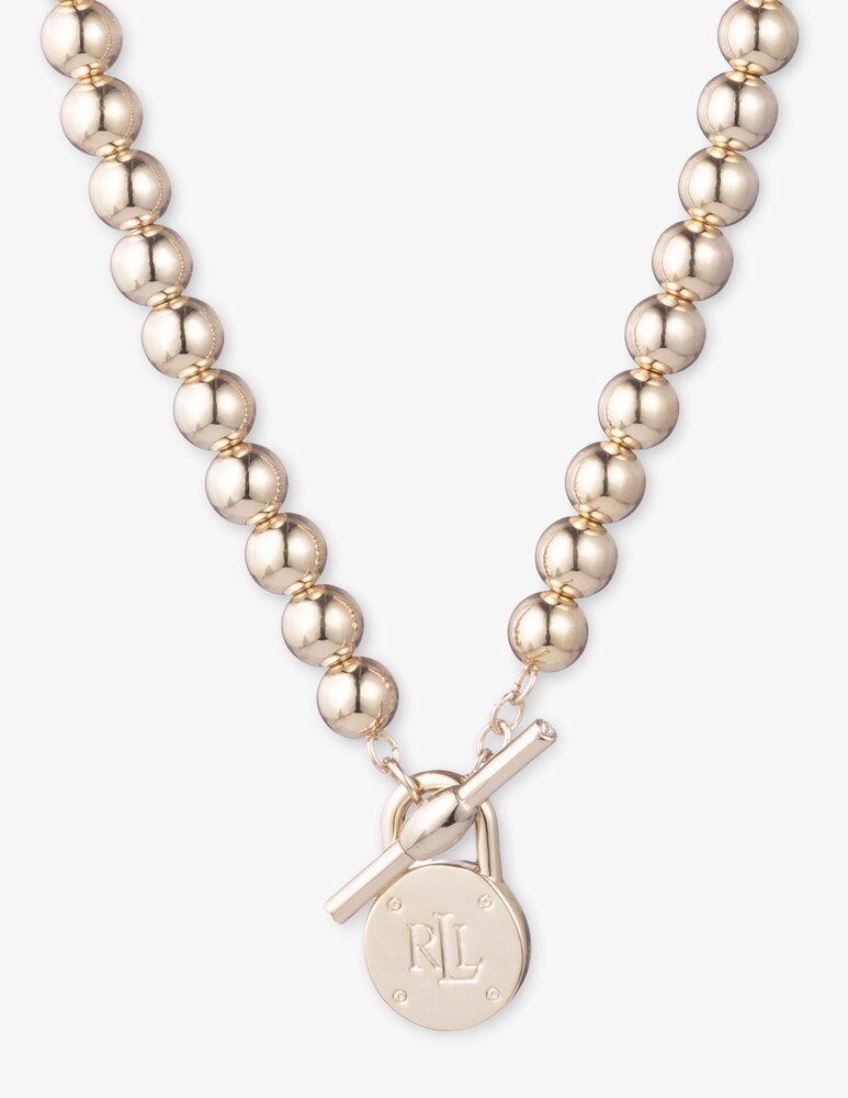 Lauren Ralph Lauren Collana dorata con logo