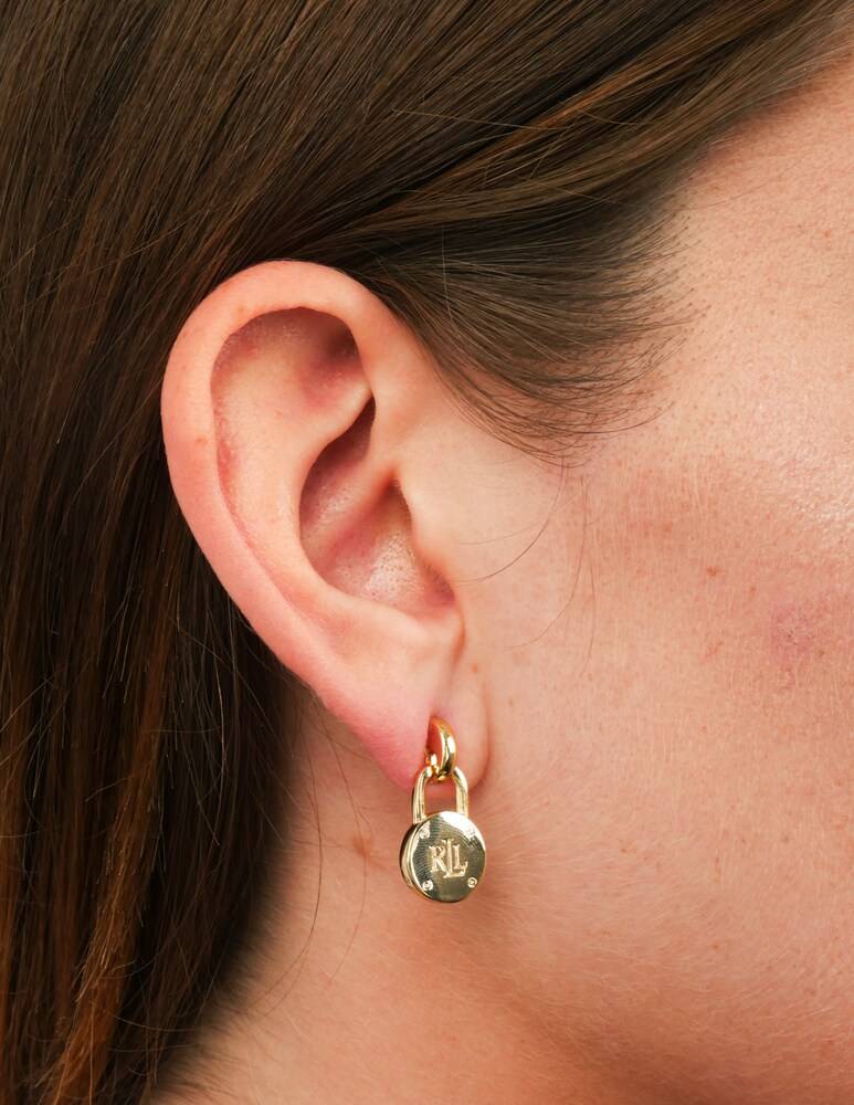 Lauren Ralph Lauren Orecchini A Lucchetto Argentati Con Logo