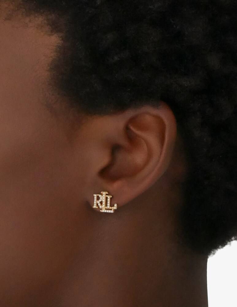 Lauren Ralph Lauren Orecchini Dorati Con Logo E Perla
