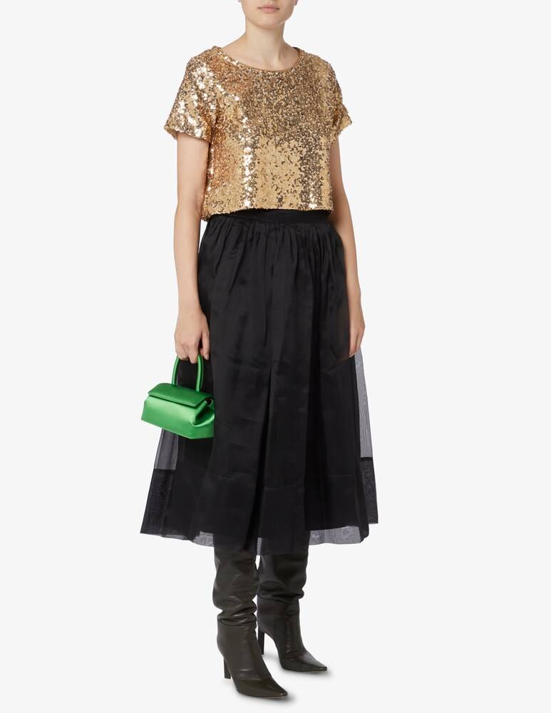 LAVI Couture Top A Manica Corta Paillettes Allover