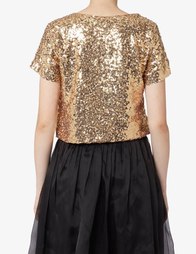 LAVI Couture Top A Manica Corta Paillettes Allover