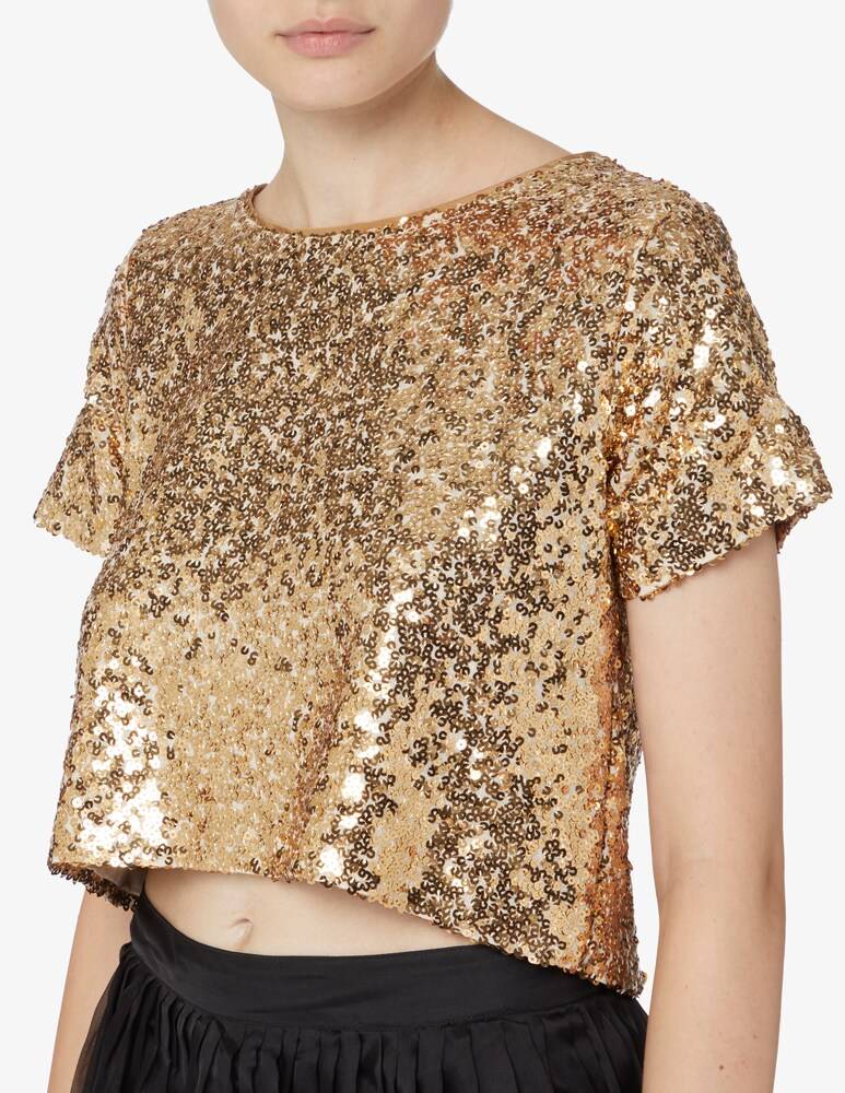 LAVI Couture Top A Manica Corta Paillettes Allover