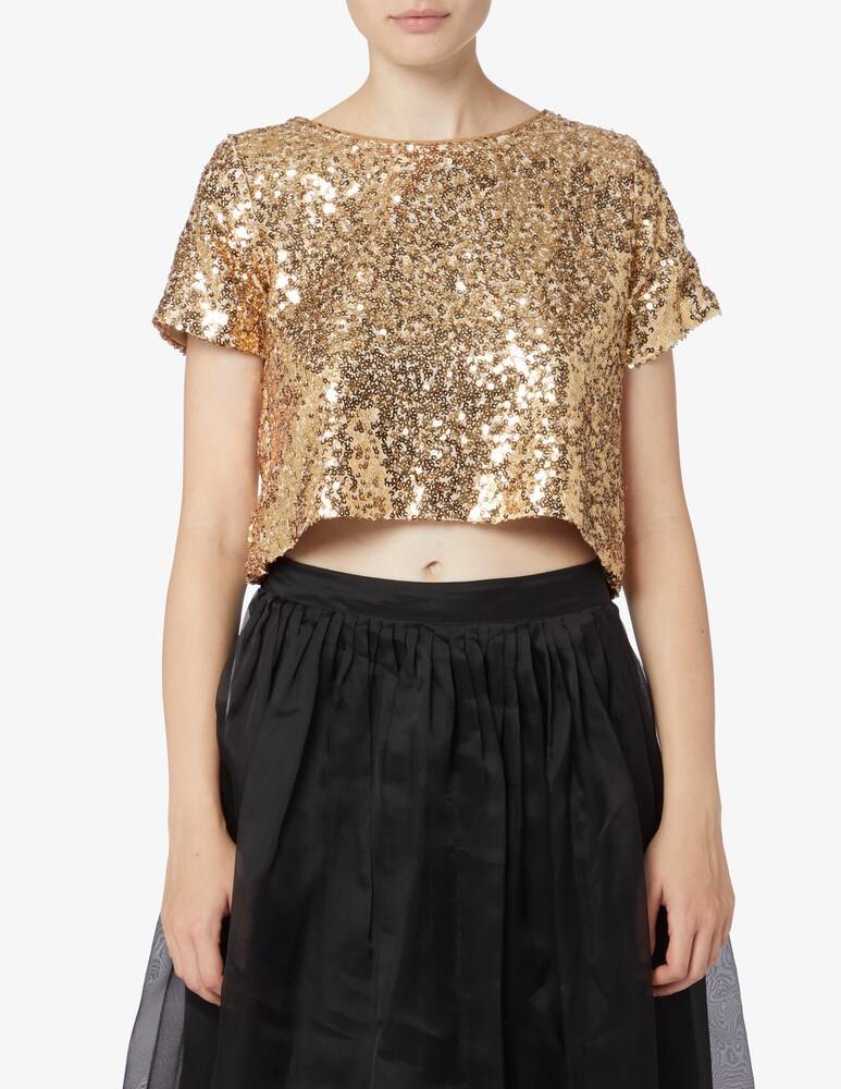 LAVI Couture Top a manica corta paillettes allover