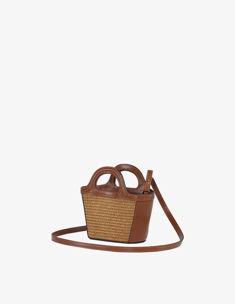 Marni Borsa A Tracolla In Pelle E Rafia - Marrone