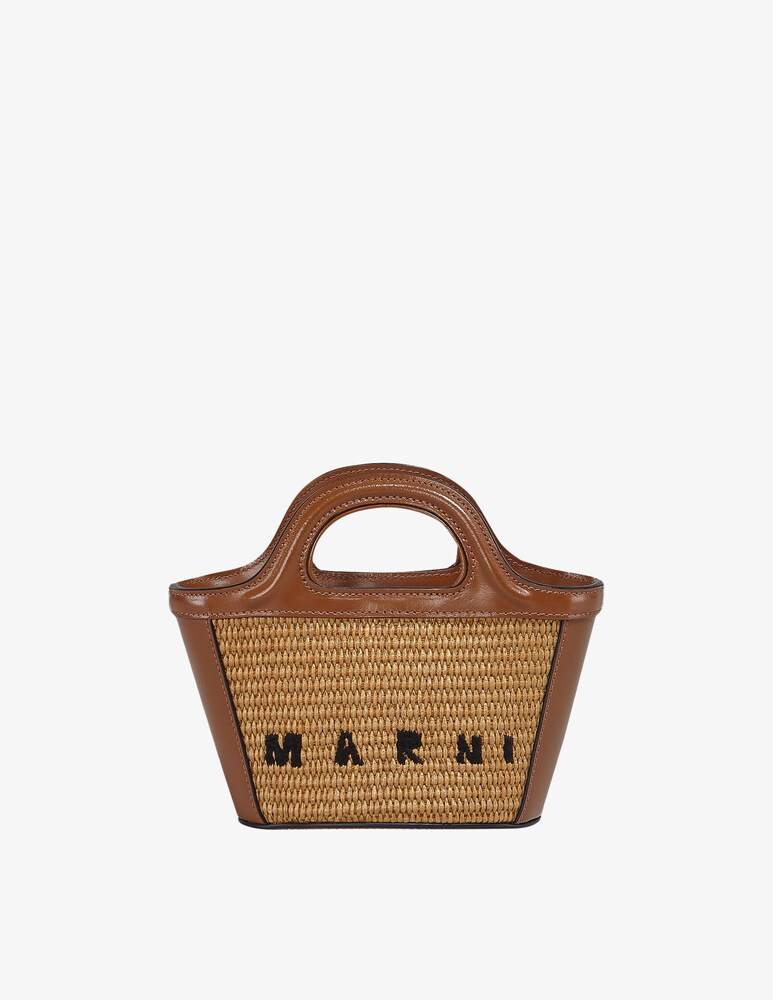 Marni Borsa a tracolla in pelle e rafia - marrone