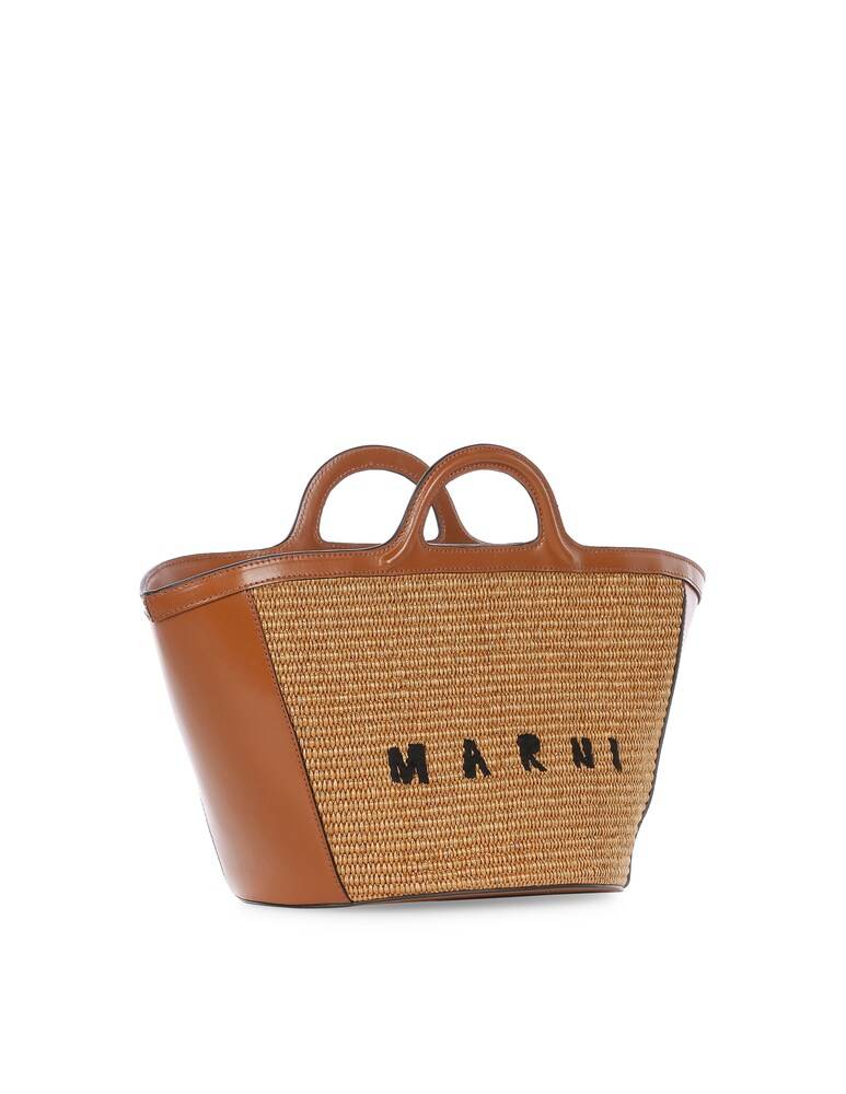 Marni Borsa In Pelle E Rafia - Marrone