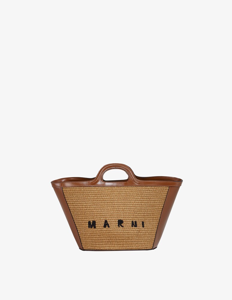 Marni Borsa in pelle e rafia - marrone