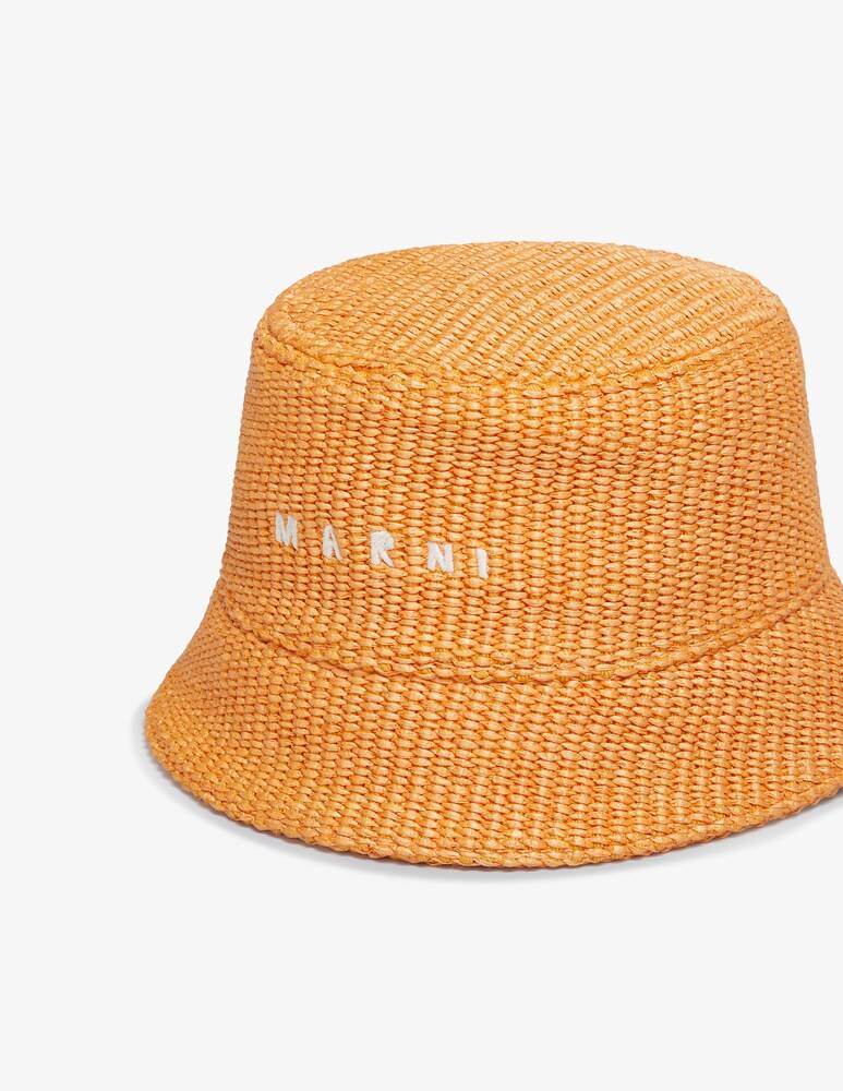 Marni Cappello Bucket Effetto Rafia Con Logo Ricamato