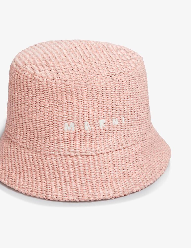 Marni Cappello Bucket Effetto Rafia Con Logo Ricamato