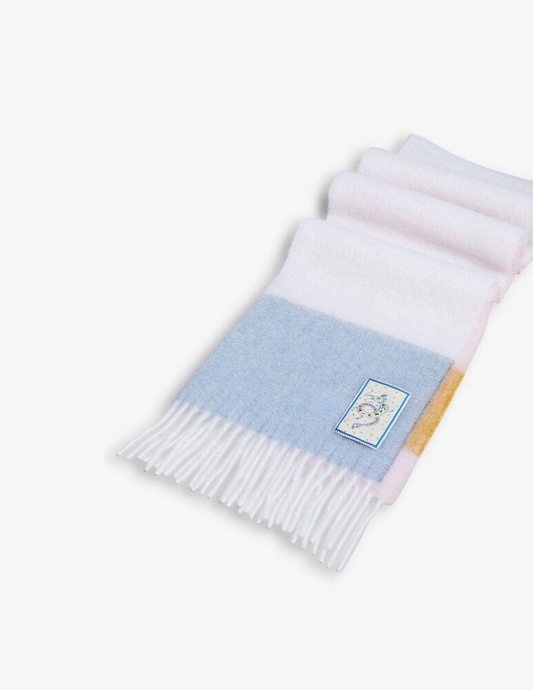 Marni Sciarpa In Alpaca A Righe Con Applicazione A Drago