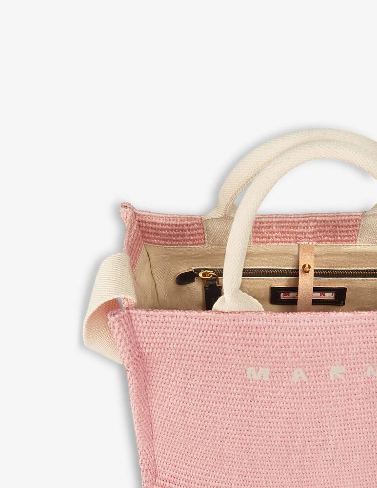 Marni Tote Bag Piccola In Tessuto Effetto Rafia