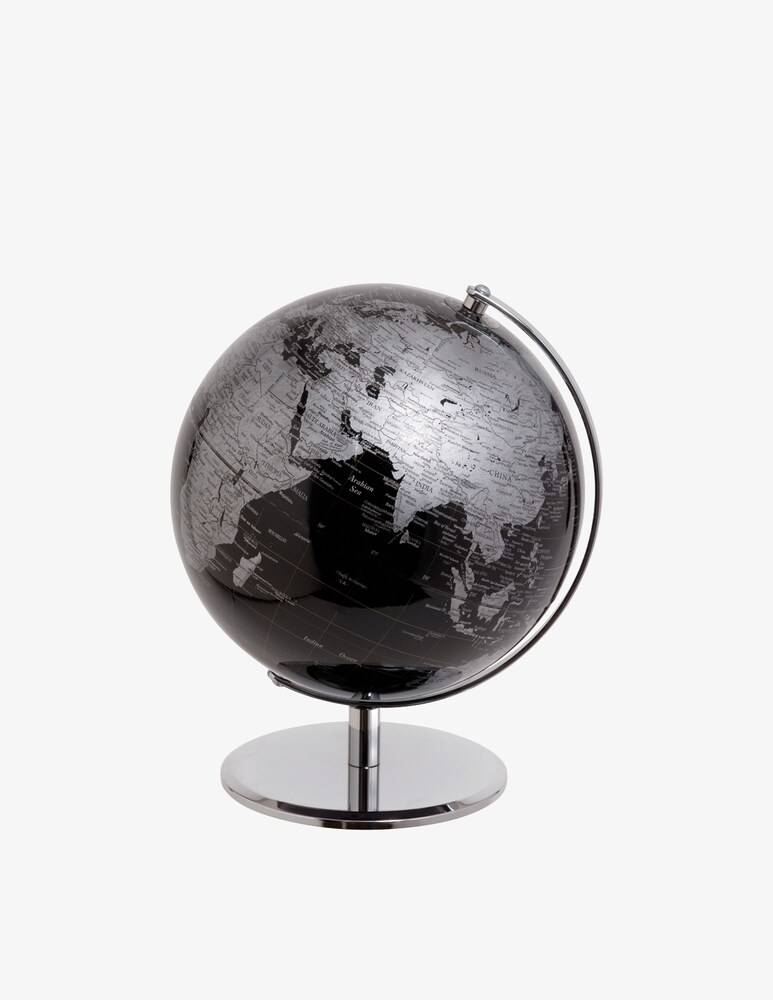 Mascagni Mappamondo Nero Con Base In Metallo - Diam. 25 Cm