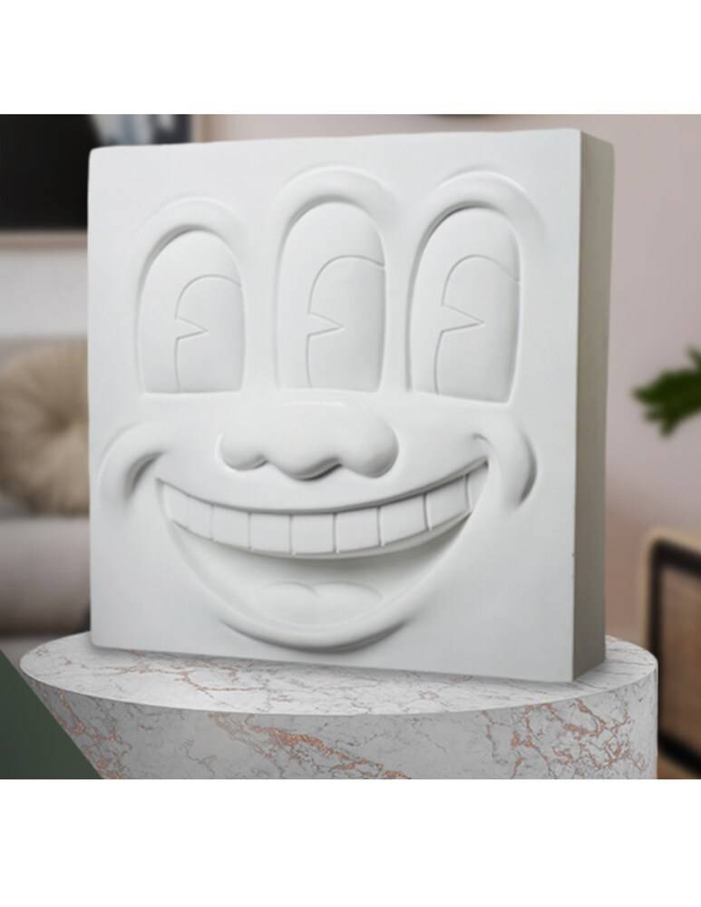 Medicom Toy Keith Haring Three Eyed Smiling Face Statua - Bianco
