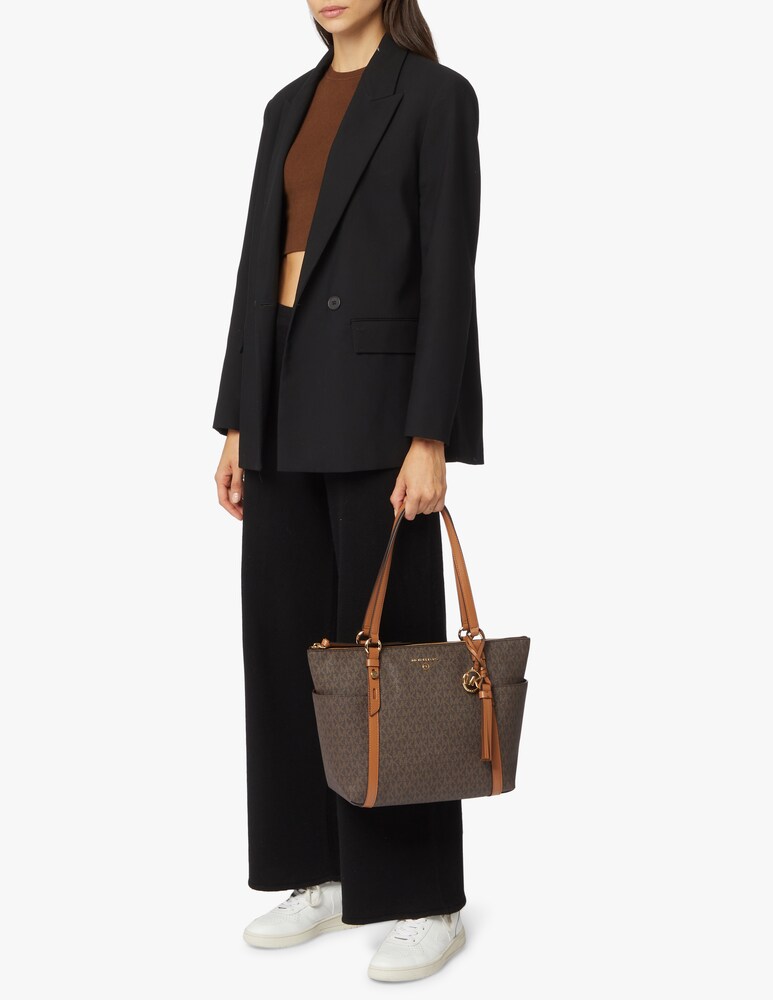 Michael Michael Kors Borsa Tote Sullivan Media Con Zip Superiore E Logo - Marrone