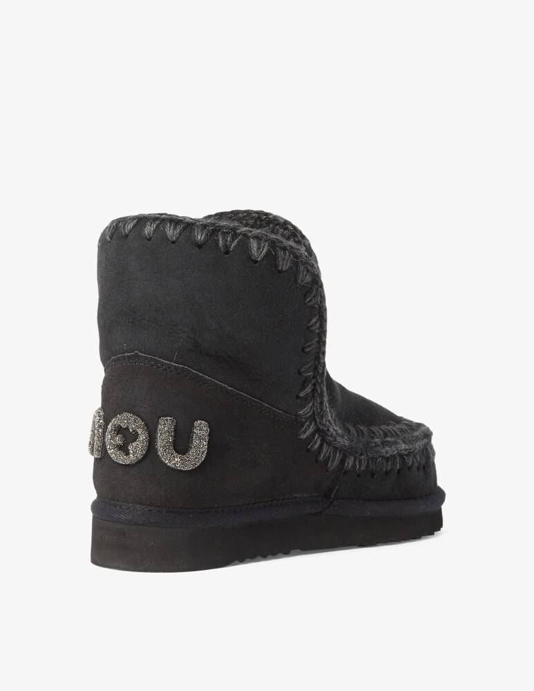 Mou Stivaletti Scamosciato Eskimo18 Logo Glitterato - Nero