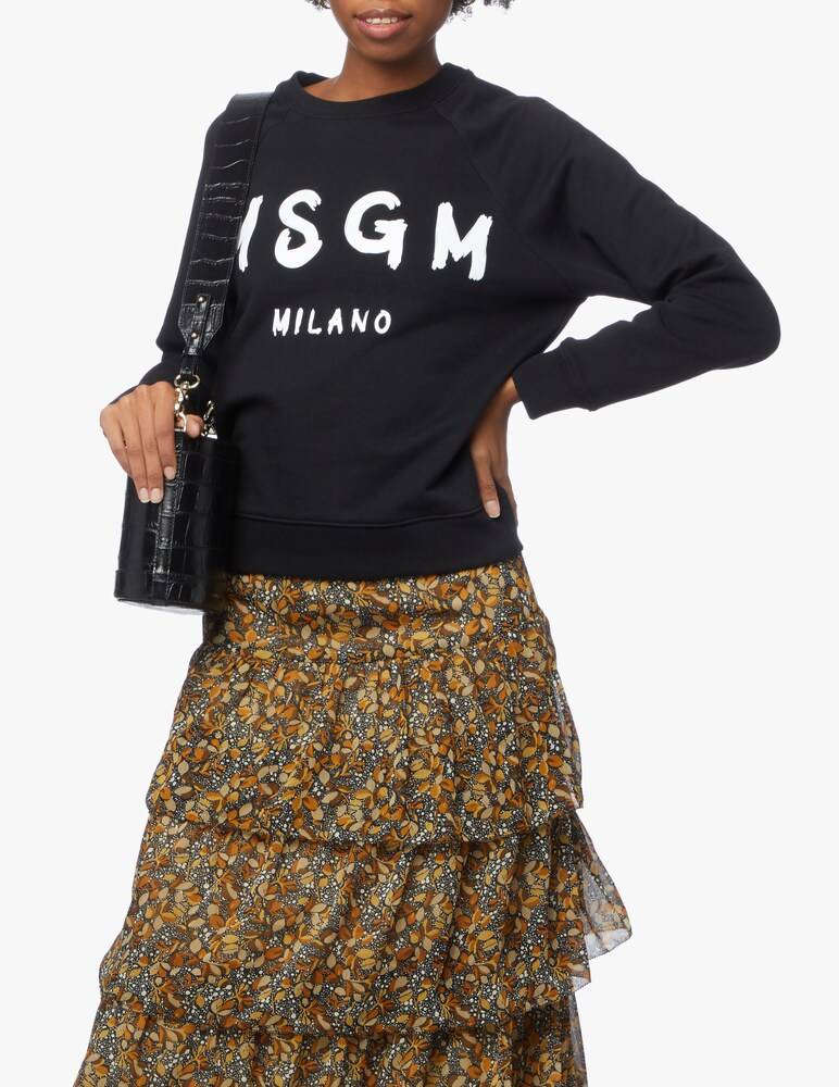 MSGM Felpa Manica Lunga In Cotone Con Logo