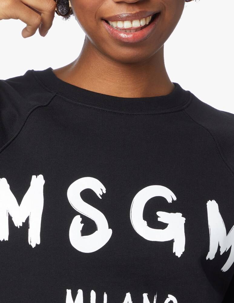 MSGM Felpa Manica Lunga In Cotone Con Logo
