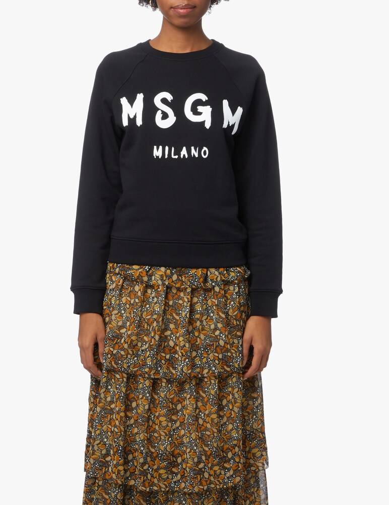 MSGM Felpa manica lunga in cotone con logo