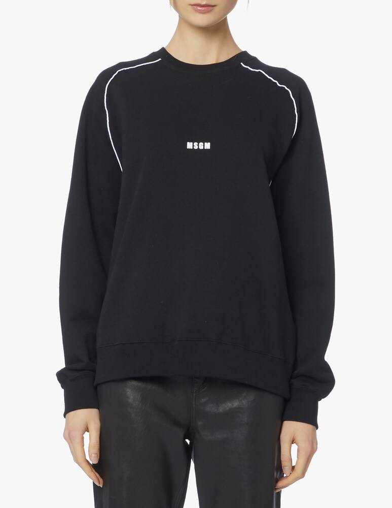 MSGM Felpa manica lunga in cotone con logo