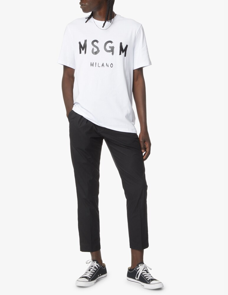 MSGM Maglietta Manica Corta Logo Spray